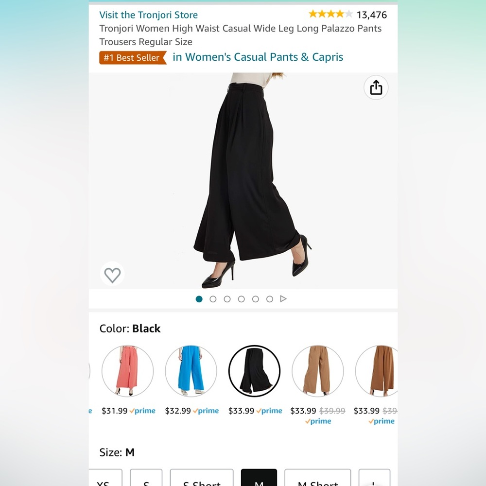 NWT Tronjori (Amazon Brand) High Waist Wide Leg Palazzo Pants